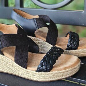 Sonoma Goods For Life® Coraa women's espadrille wedge black sandals SZ 9